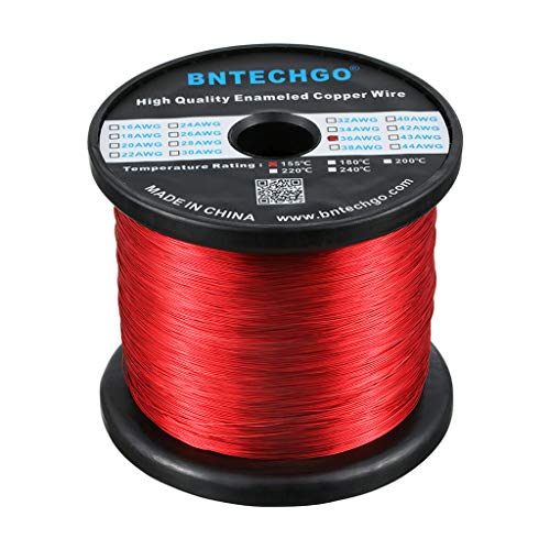 Image of BNTECHGO 36 AWG Magnet Wire 3 lb Red Enameled Copper Wire 0.0049 inch(0.12mm)