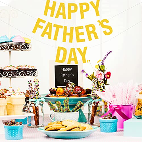 Image of Happy Father's Day Gold Banner Bunting Banner for Dad Father's Party Decorations Backdrop Garland for Father's Day (Gold Letter)