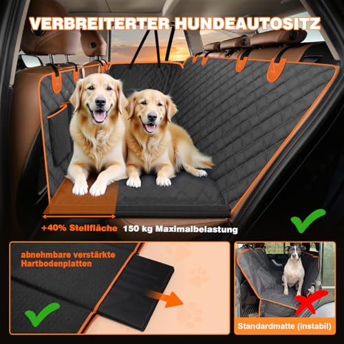 Neccis Hundedecke Auto Rückbank mit Abnehmbarer Harter Unterseite, 136 x 61 cm Autoschutzdecke Hund Rücksitz, 150 kg Tragkraft, Wasserdichte/Kratzfeste, Hundematte Auto Passt für 95% der PKW/SUVs/LKWs