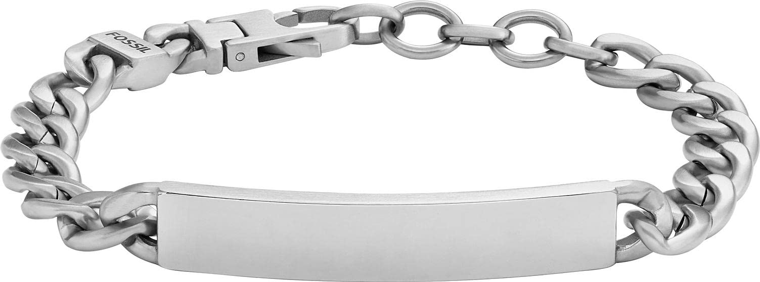 Fossil Bracelet for Men Drew, Length: 223.7mm, Width: 46.3mm, Height: 9mm Silver Stainless Steel Bracelet, JF04164040