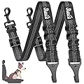 SlowTon Dog Seat Belt, 2 Packs Latch Bar & Isofix Dog Car Harness Seatbelt with Anti-Shock Elastic Bungee Buffer for Small Medium Large Dogs, Adjustable Reflective Pet Car Restraint Safety Belt Tether