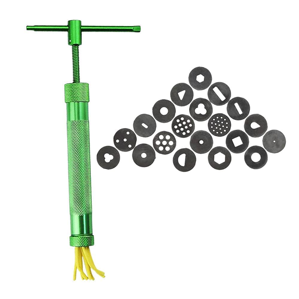 Baking Set 22Pcs Stainless Steel Metal Clay Extruder with 20 Tips Fondant Sugara Paste Extruder Ceramics Pottery Polymer Modeling Decorating Cake Decor Tools Set