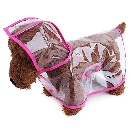 Harikaji Pet Raincoat,Small Dog Waterproof Puppy Raincoat Coat Transparent Pet Dog Rainwear Clothes for Small Dogs Cats (L, Pink)