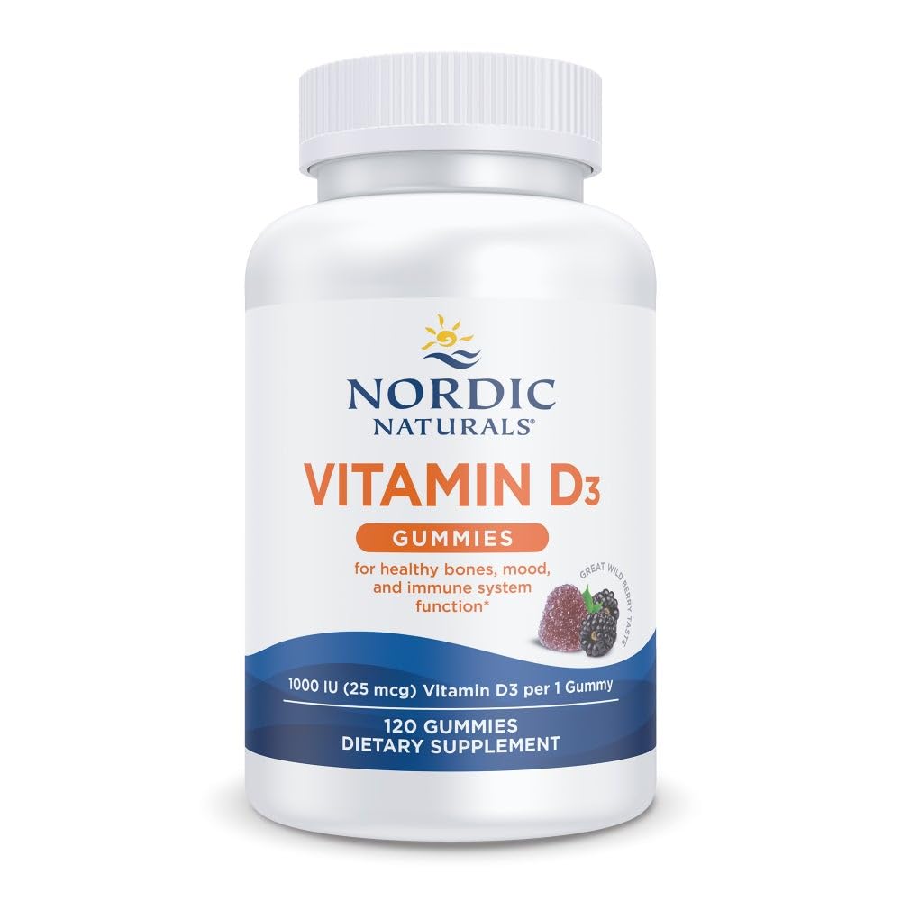 Nordic Naturals Vitamin D3 Gummies,1000 IU D3 + Iron, Wild Berry - 120 Count Wild Berry 120 Count (Pack of 1)