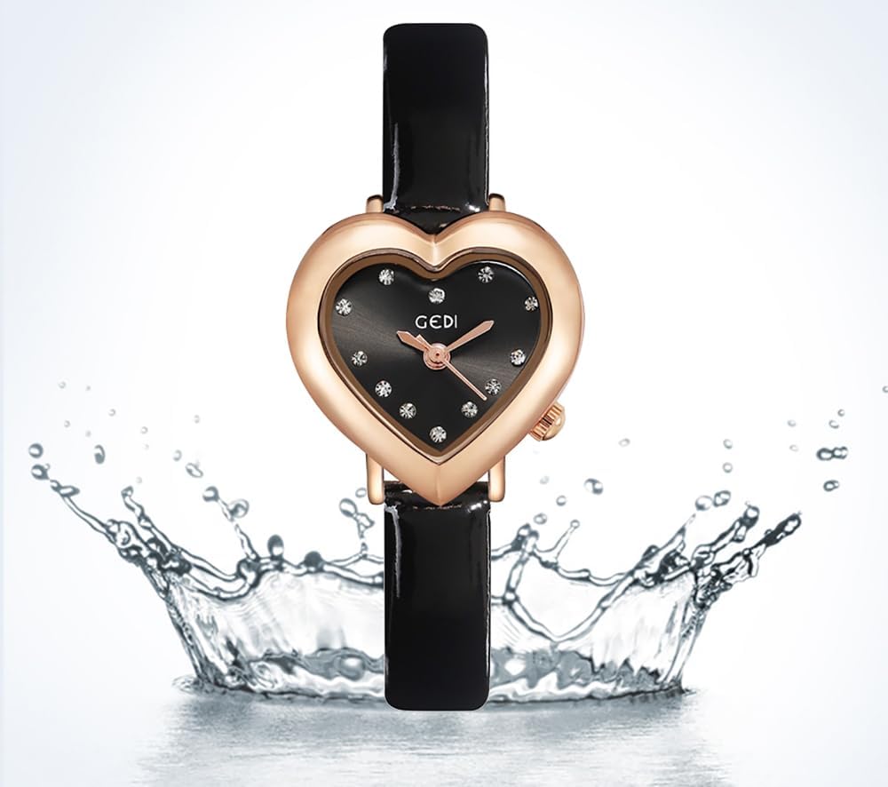 MASTOP Luxury Women's Watch Heart Shape Case Diamonds Leather Strap Quartz Waterproof Elegant Casual Ladies Wirstwatch - Image 4