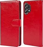 NWNK13 Fundas para Moviles, Para Samsung Galaxy A13 5G Case Cartera de cuero Libro Flip Stand Ver cubierta del teléfono con ranuras para tarjetas Compatible con Galaxy A13 (rojo)