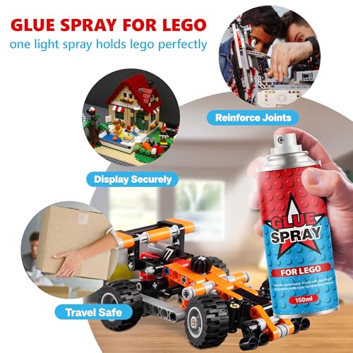 Image of Glue Spray for Lego, Dry Fast Without Leaving Sticky, Hold Still Togehter and Never Fall Apart, Won't Break or Loose Pieces in The Future, Temporary for Safe Transport & Display, 5.1 oz