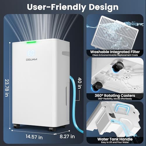 Image of 4500 Sq. Ft Dehumidifier, Max 80 Pint Dehumidifier for Basement, Compressor Dehumidifiers for Home with Drain Hose, Smart Humidity Control, Energy Efficient, Quiet for Bedroom, Large Rooms.
