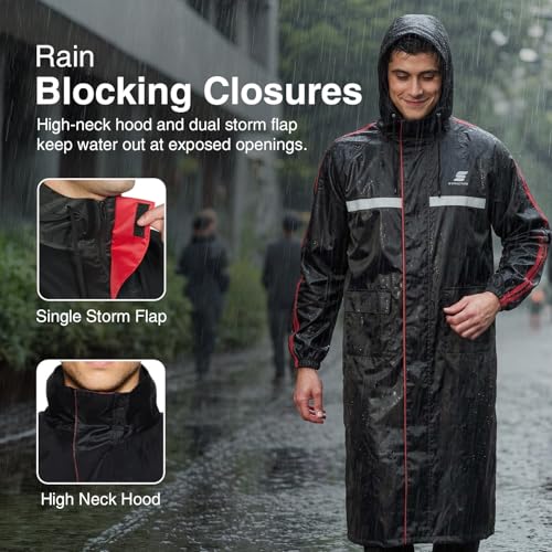 Image of Amazon Brand - Symactive Polyester Water Resistant Long Rain Coat