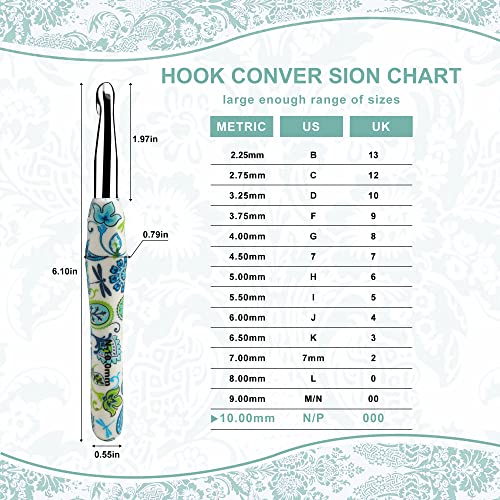 Image of 10mm Looen Crochet Hook, Ergonomic Handle for Arthritic Hands, Soft Rubber Grip Extra Long Knitting Needles for Crochet Beginners, Knitting Enthusiasts (10mm)