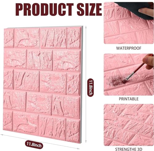 Image of TEKCOOL Self-Adhesive Waterproof PE Foam 3D Wall Panels Wallpaper Sticker for Bathroom, Living Room, and Home Decoration (70 x 77cm, Appx. 5.8Sq Feet)-20 Piece'