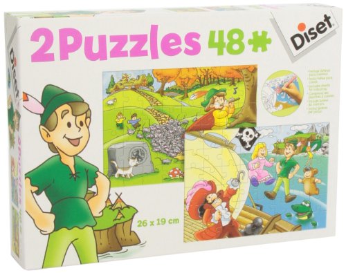 Diset 69587-2 Puzzles 48 Peter Pan/Flautista De Hamelin
