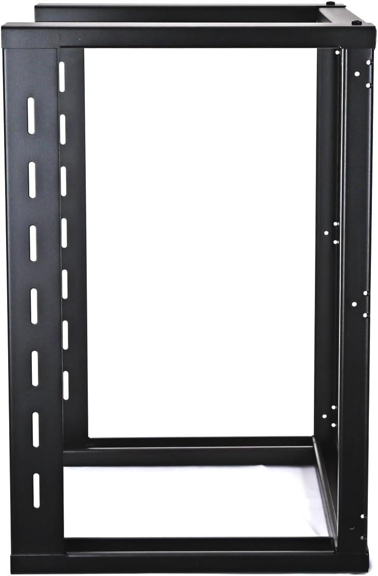 AEONS 12U Open Frame Wall Mount 19-Inch IT Network Server A/V Equipment Rack 16" Depth 12-24 Threaded 2-Post Mounting, Black