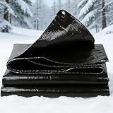 Telo Impermeabile Esterno 120 x 240 cm 130 G M² in Pe Resistente, Antistrappo Impermeabile Antivento e Resistente Ai Raggi UV Telo di Protezione per Barche Piscina Camion, Nero