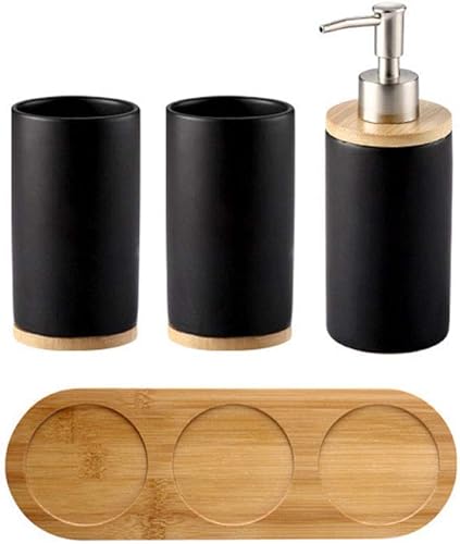 ACUSKI Juego de accesorios de baño juego de 4 piezas de accesorios de baño de cerámica vaso de cepillo de dientes dispensador de jabón de taza de