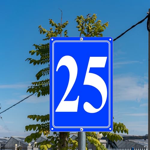 Image of Premium Aluminum Number Signs 25, Metal 12 inch X 8 inch Blue Numbered Signs Outdoor for Parking Lots, Floor, Dock, Court, Aisle, Field, High Visibility, No Fade, Weather-resistant