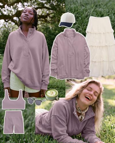 Image of Gacaky Sweatshirt for Women Oversized Casual Long Sleeve Button Henley Neck Pullover Tops Fashion Outfits Clothes