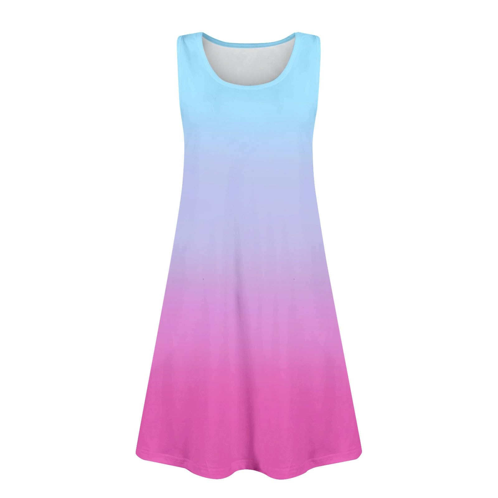 Vestito estivo da bambina, senza maniche, estivo, per feste in spiaggia, con scollo rotondo, leggero, linea ad A, casual, alla moda, boho, prendisole