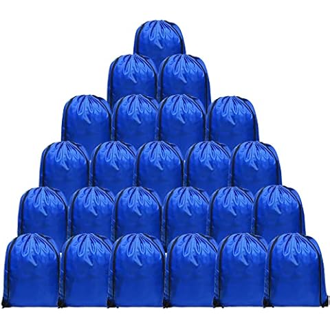 UltraOutlet 24-Pack Nylon Drawstring Backpack Lightweight Draw String Sports Bags in Bulk Gym Cinch Sack Heavy-duty Plain Goodie Bags for the Homeless Blessing Bags Cover