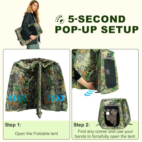 Image of Portable Pop Up Dog Tent with Sunshade Mesh Window & Washable Pad for Cats