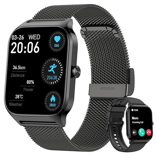 Image of Smart Watch, 1.85'' Smart Watches Women Men Make /Answer Call, Heart Rate /Blood Pressure /Sleep Monitor, 110+Sports Modes, Voice Control, Waterproof Fitness Watch Compatible for Android & iPhone