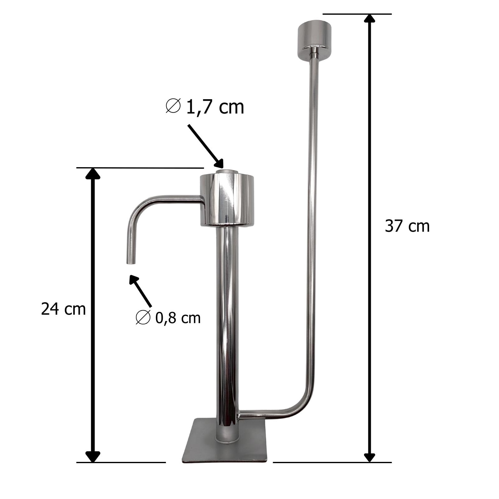 Perroquet au Acier Inoxydable 37 cm - Éprouvette en Acier - Récepteur pour Thermomètre