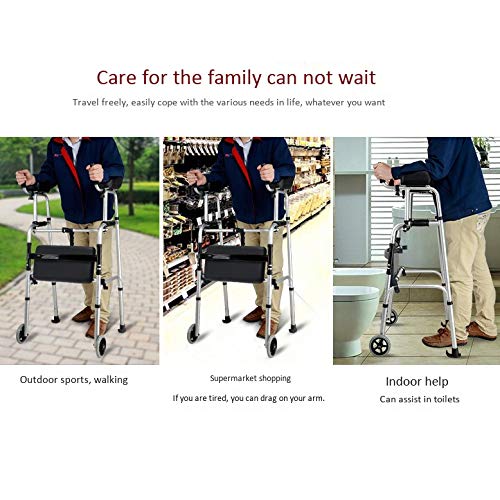 Gaofan Healthcare Height Adjustable Folding Lightweight Aluminium Rollator Walking Frame With Wheels,With Seat,Cane Holder And Locking Brakes Handle,Mobility Walking Aid #TOP6