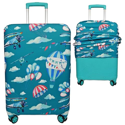 Image of Printed Luggage Cover for Traveling Bag & Suitcase - Stretchable & Scratchproof Trolley Protector with Velcro Lock & Lightweight Washable Material(Suitcase Bag Not Included, Only Cover in Product)