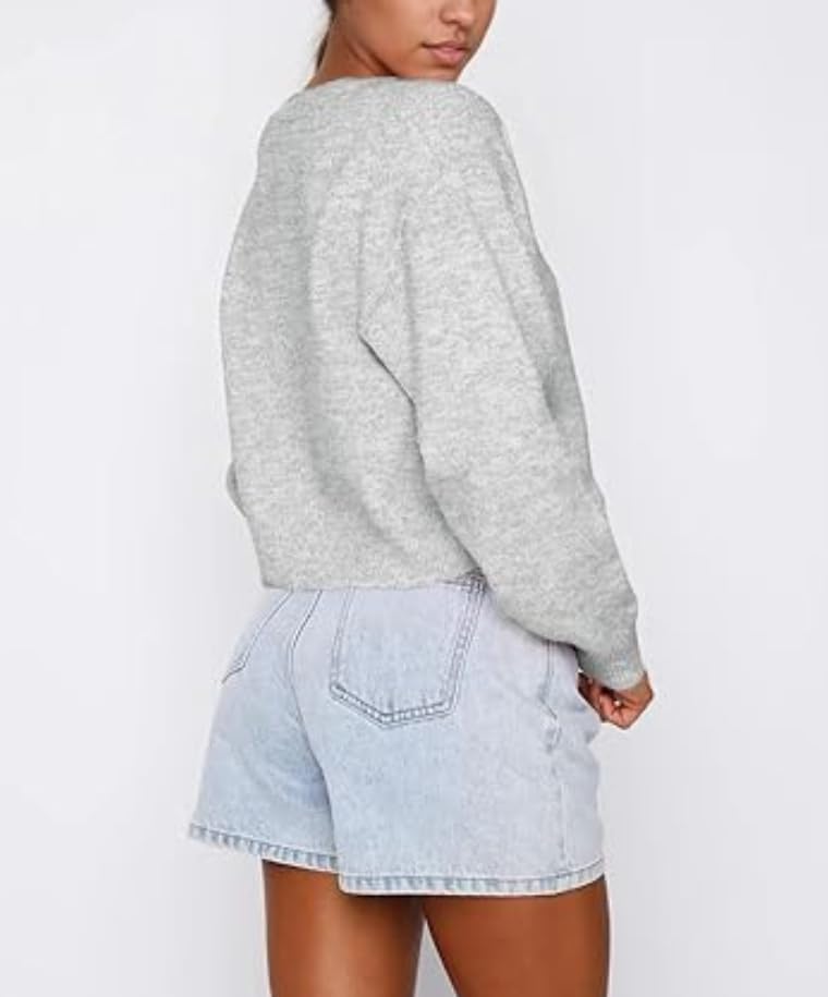 Womens Y2k Cardigan Sweater Long Sleeve Crew Neck Button Up Knit Cropped Cardigans Y2k Fall Clothes 2026 Streetwear - Image 3