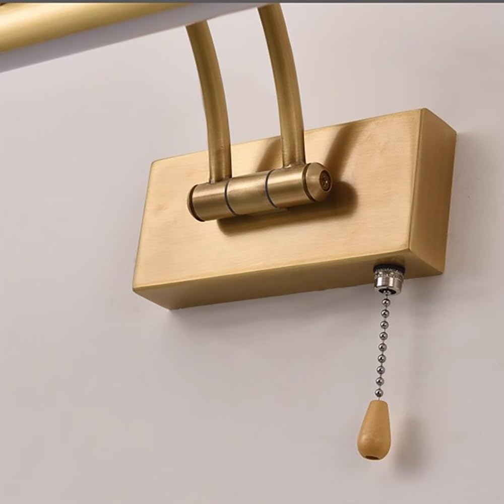 Lampada Specchio LED Moderna, Applique Bagno Tubo Lungo Regolabile Luce per Specchio con Catenella per Trucco Rasatura(Gold,45cm/17.71in)