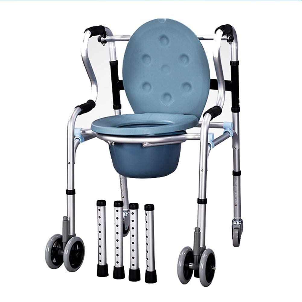 Buy Toilet Frame Walkers for seniors Mobile Wheeled Commode Chair Elderly Disabled People Can