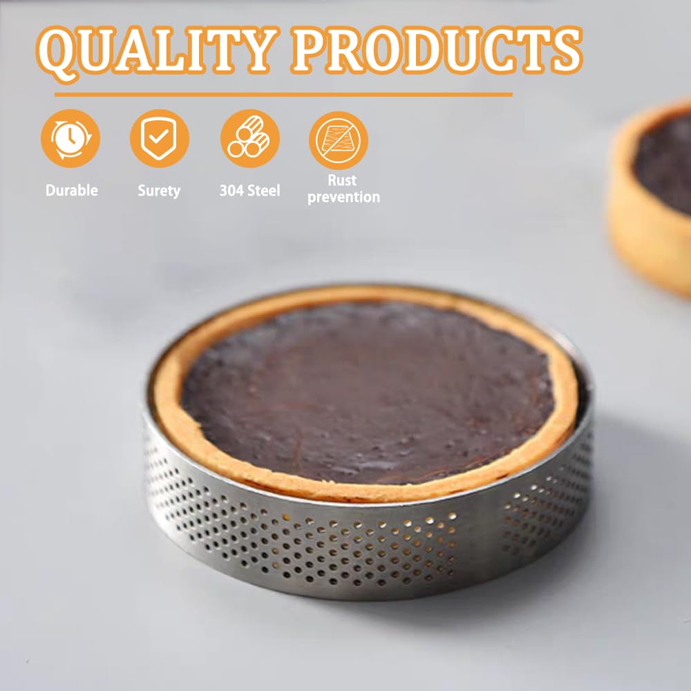 Anelli Microforati Per Crostate - 12 Pezzi In Acciaio Inox, Diametro 6cm Per Dolci E Mousse - Foto 4