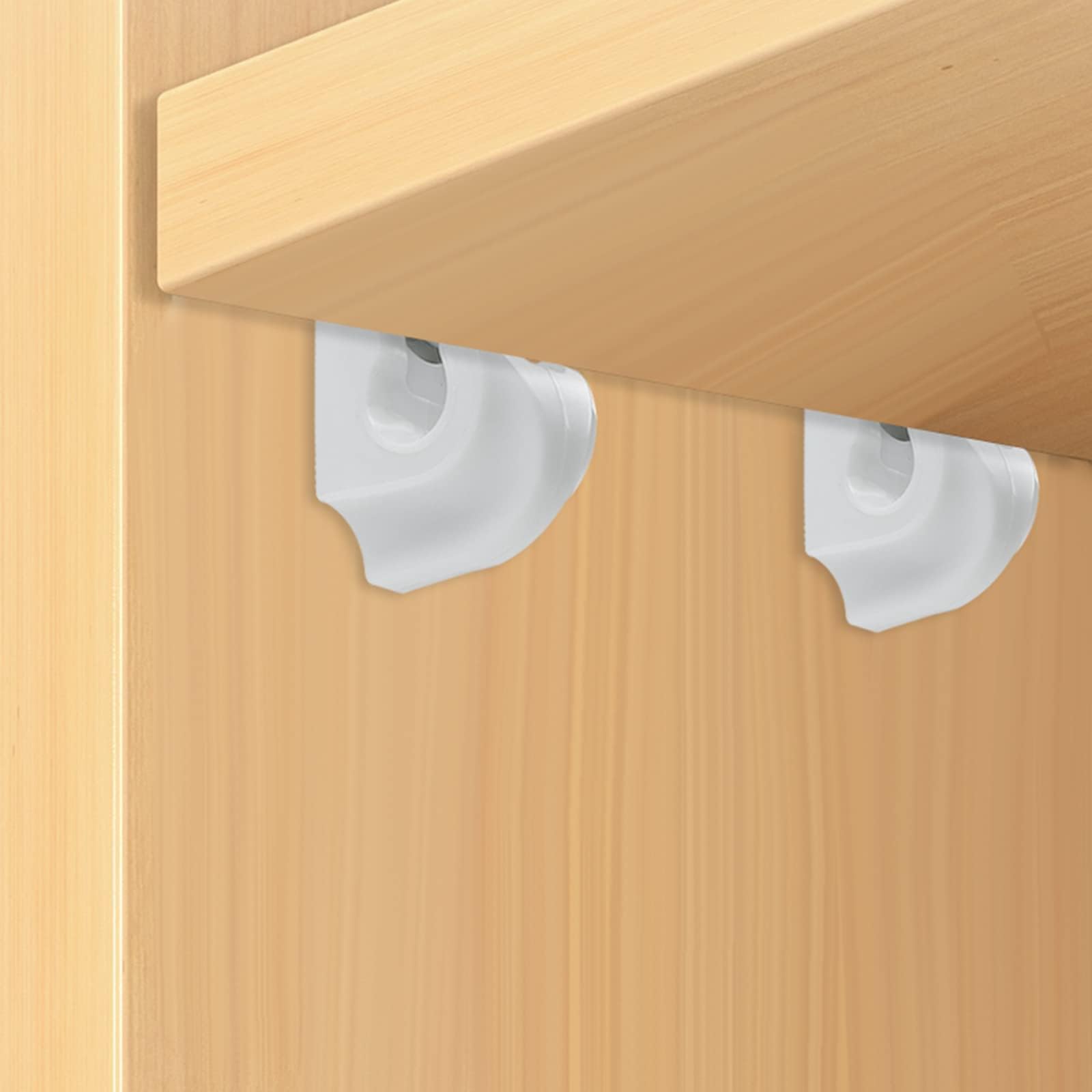 whumsdog 24 Pack White Down Wall Clip Closet Shelves Clips Wire Shelf Loop Clips Plastic Heavy Duty Wire Shelf Brackets Included Clips Screws and Expansion Tubes for Wire Closet Shelving