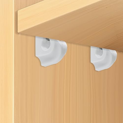 Miniatura 5 de Paquete de 48 clips de pared blancos para estantes de armario, clips de alambre para estante de alambre de plástico resistente, soportes de estante