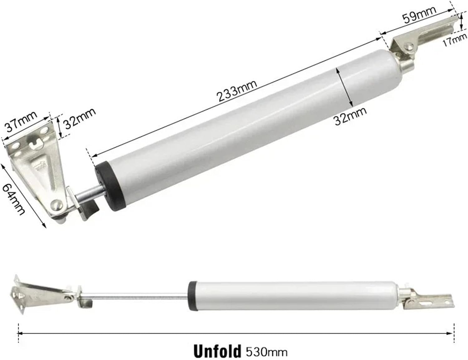 Adjustable Pneumatic Door Closer Spring Closers 100 Degrees Within Positioning Stop Buffer Closing Device(Silver)