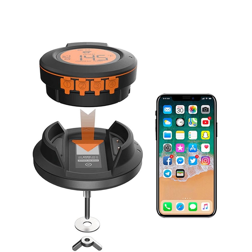 TORR TermóMetro de Horno Inteligente ElectróNico InaláMbrico Bluetooth Barbacoa Cocina TermóMetro de Comida Barbacoa