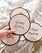 Baby Monthly Milestone Markers Disc, Happy Birthday Decoration for Infant Room, Wooden Announcement Sign, Birthday Signs, Shower Gift, Reusable Photo Props (Small Brown Text)