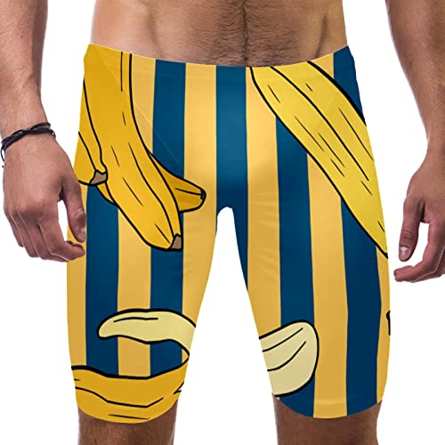 Bañador de pierna cuadrada para hombre traje de baño deportivo HUI JIN SHOP Banana Stripe