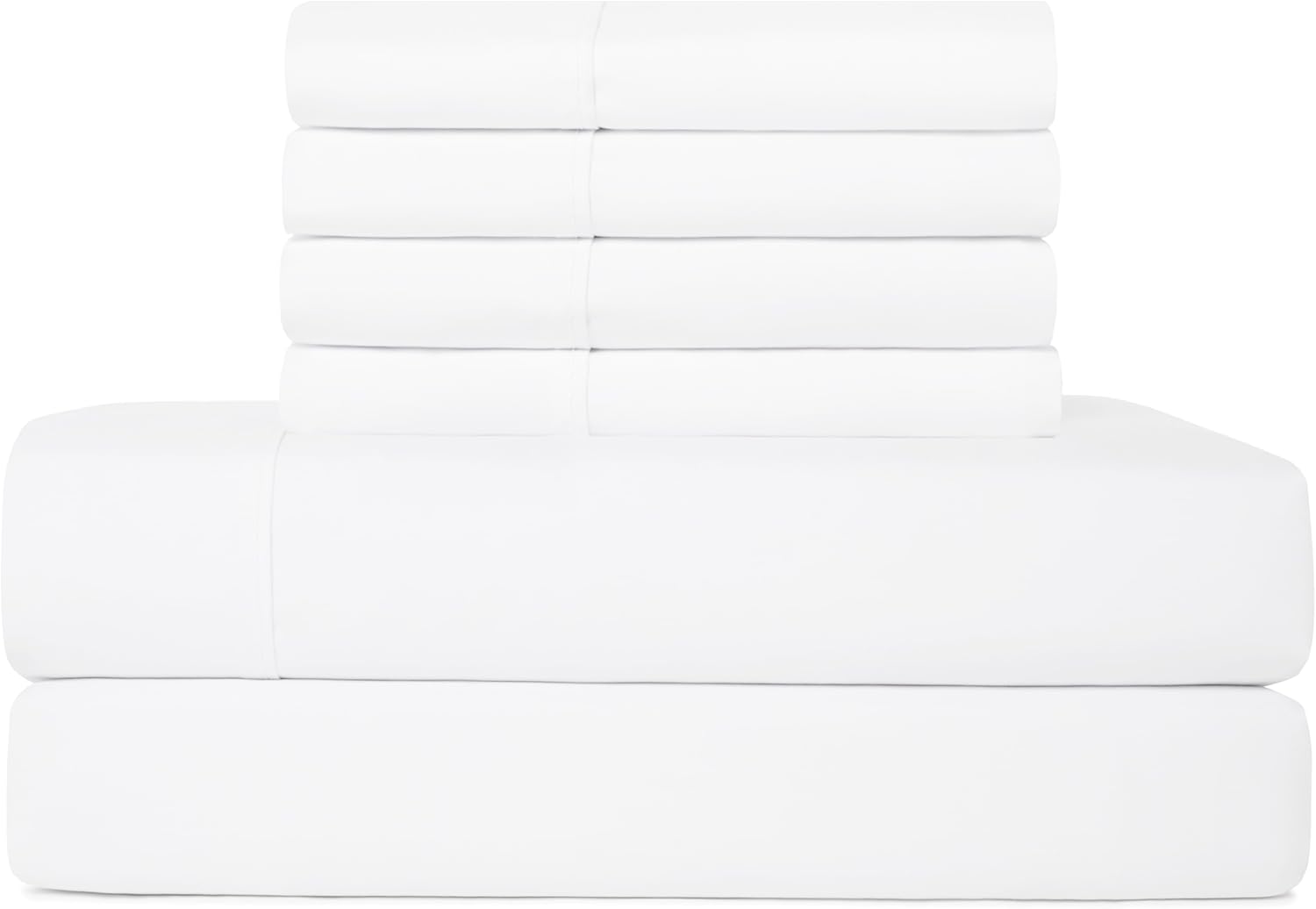 King Sheets Set 6 Piece Cooling Bed Sheets with 4 Envelope Pillowcases Soft Microfiber Deep Pocket Hypoallergenic Washable Bedding Set for Guest or Master Bedroom by Casual Living, King, White