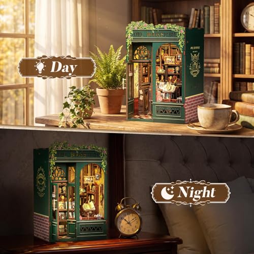 Image of Book Nook Kit | DIY Miniature House | Dollhouse Kit for Adults and Teens | 3D Wooden Puzzle House Bookshelf Decor | Gifts for Christmas, Birthday, Anniversary. (Owl Bookstore, 139 Pieces)