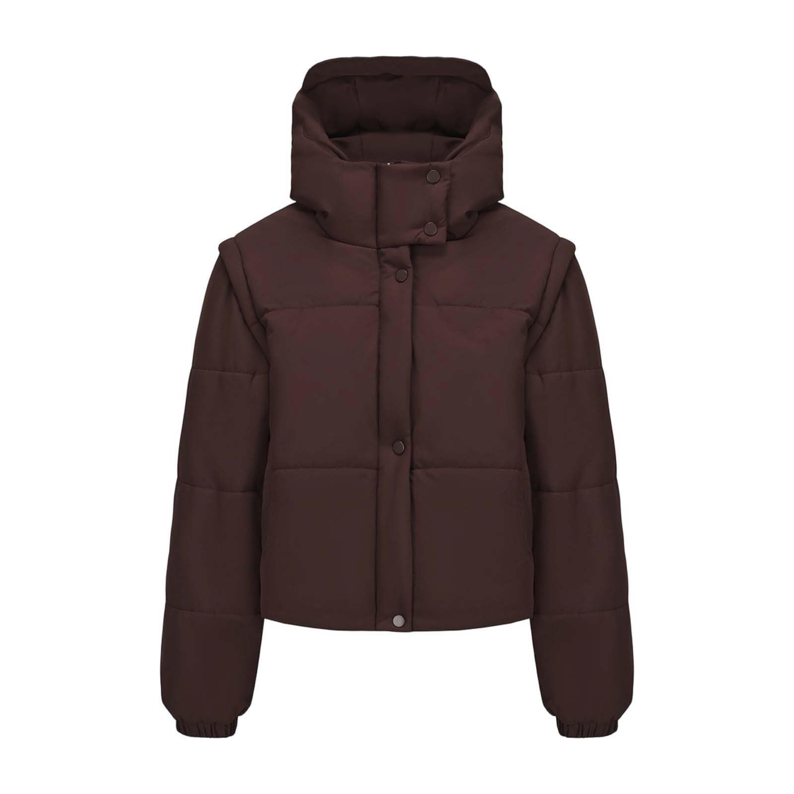 Chaqueta Mujer Abrigo Entretiempo Invierno Cazadora Plumiferos，Corto Grueso Mujer Chaqueta Invierno Desmontable Mangas Abrigo Exterior Casual Cálida Ligera Viaje Diario
