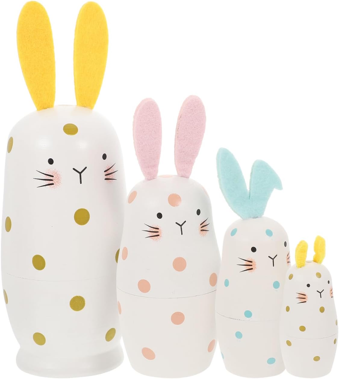MAGICLULU 1 Set of Russian Nesting Dolls Handmade Bunny Wooden Matryoshka Doll Colorful Stacking Nested Doll Set for Easter Halloween Christmas Home Decoration (5 Pieces)