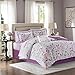 Madison Park Essentials Lafael Queen Size Bed Comforter Set Bed in A Bag - Purple, Grey, Vine Leaf – 9 Pieces Bedding Sets – Ultra Soft Microfiber with Cotton Sheets Bedroom Comforters