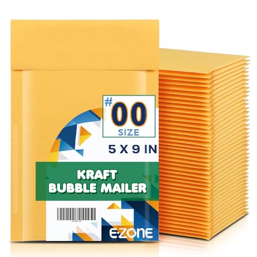 Ezone (500pc) #00 5x10 Kraft Bubble Mailing Envelopes 5x10 Envelopes Self Seal Bubble Packaging Mailers Padded Envelopes 5x10 For Shipping (500)