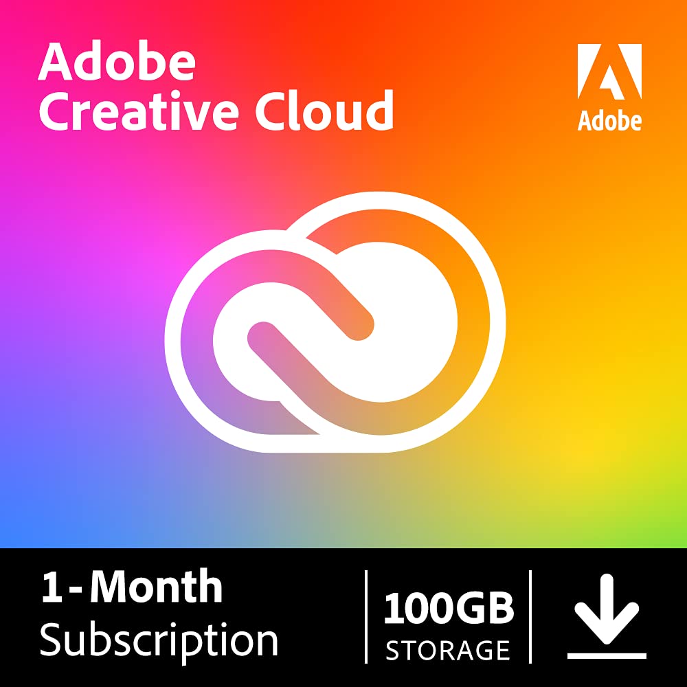 Adobe Creative Cloud | Entire Collection of Adobe Creative Tools Plus 100GB Storage | 1-Month Subscr