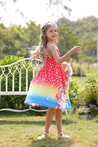 Bow Dream Toddler Girls Casual Dress and Matching Doll Clothes Accessories for Girls Cute Unicorn Lilac3