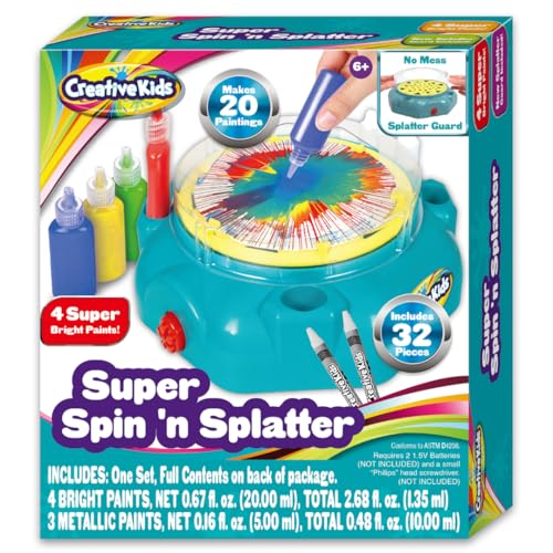 Creative Kids Super Spin n Splatter Art Machine Artas and Crafts for Boys and Girls Ages - Painting Spinner Toys for Kids - Gift Ideas 6 7 8 9 Ages