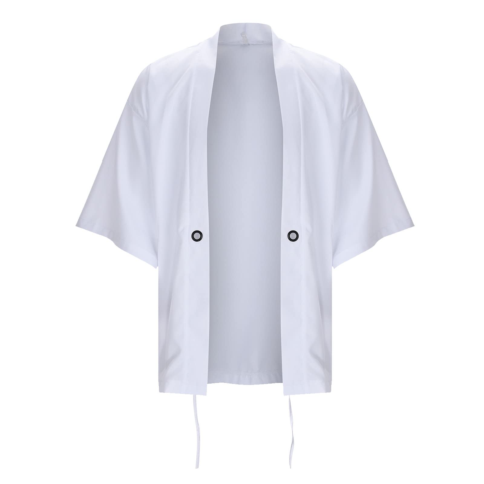 Beokeuioe Kimono de playa para hombre, albornoz japonés de lino, cárdigan frontal abierto, camisas, albornoz, bata, bata de 7 mangas, chaqueta de verano