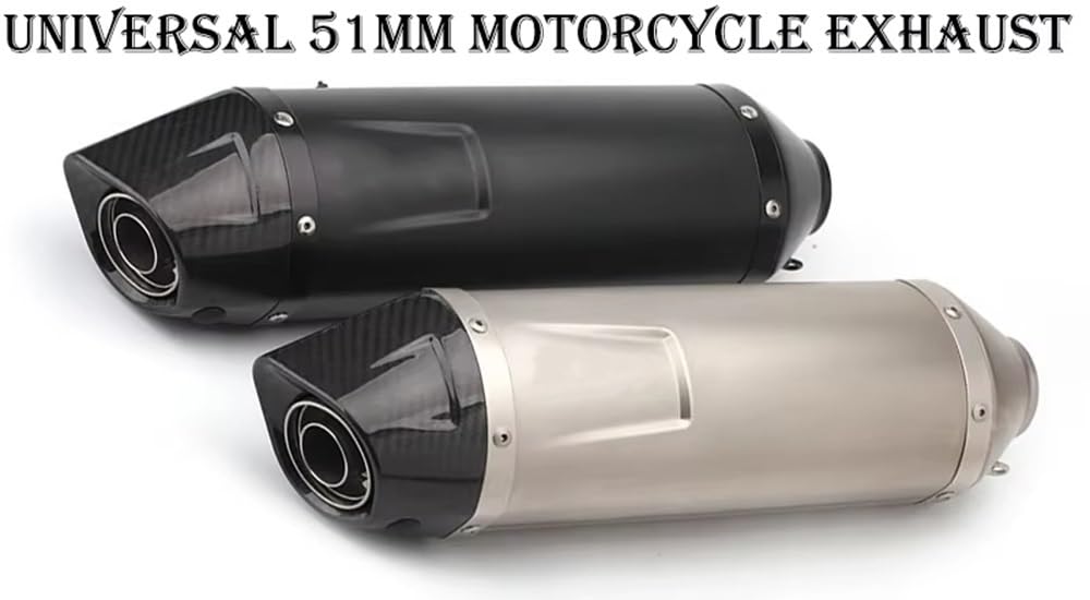 motocyklowy wydech Wydech Motocykla Uniwersalny Tłumik Z Włókna Cbon Do Z900 CBR500R KTM390 RC390 R6 R1(Type A with LV Laser)