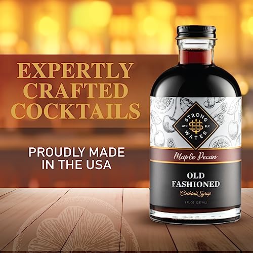 Maple Pecan Old Fashioned Cocktail Mixer - Makes 32 Cocktails - Handcrafted Syrup with Coffee, Pecans, Sugar & Cherry - Just Add Bourbon